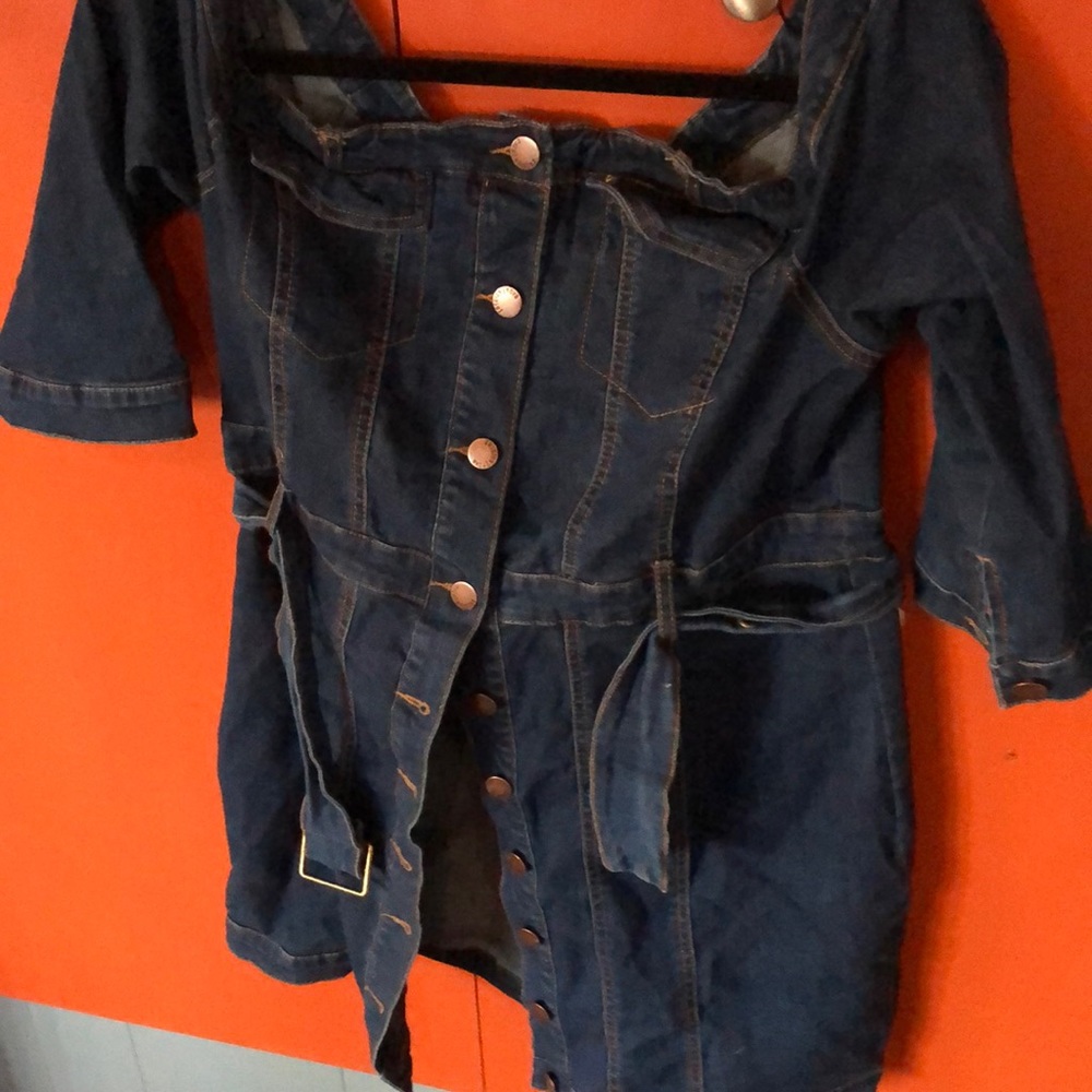 Off the shoulder jean dress